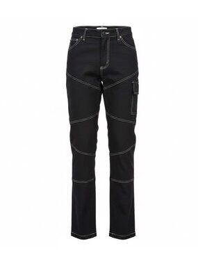 Pluggednyc Womens Black Cargo Pants Slim-Fit Multi-Pocket Stitch Detail Sz S